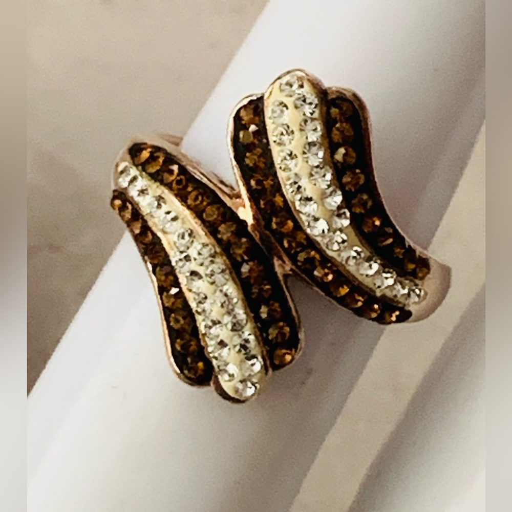 Sterling Silver 925 Crossover Crystal Pave Ring